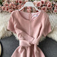 Cute A line round neck short dress  703