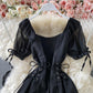 Simple A line round neck short dress fashion dress  708
