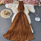 Elegant A line polka dot dress off shoulder dress  713