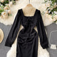 Cute long sleeve dress lace up dress  738
