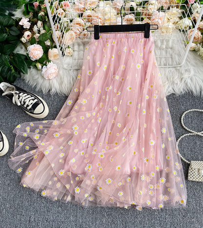 Cute A line tulle little daisy skirt  3503