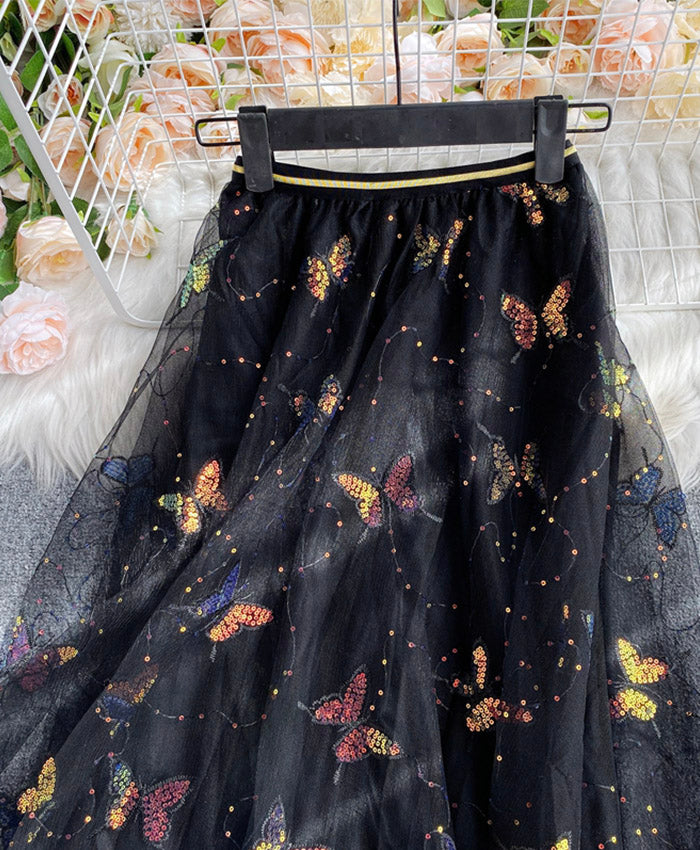 Shiny tulle sequins skirt girl skirt  3492