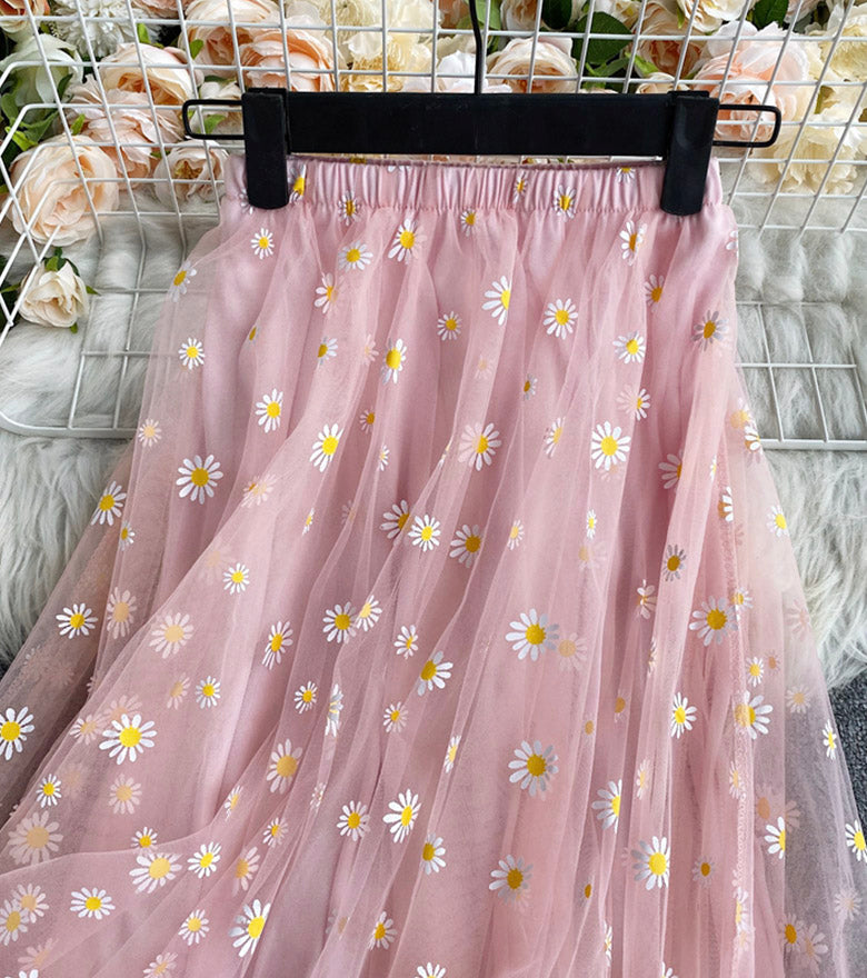 Cute A line tulle little daisy skirt  3503