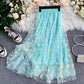 Jolie jupe trapèze en tulle à petites marguerites 3503