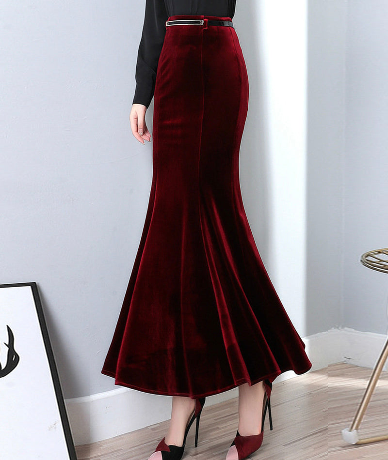 Mermaid velvet long skirt  3483