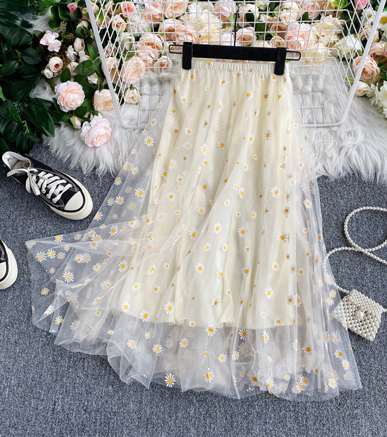 Cute A line tulle little daisy skirt  3503