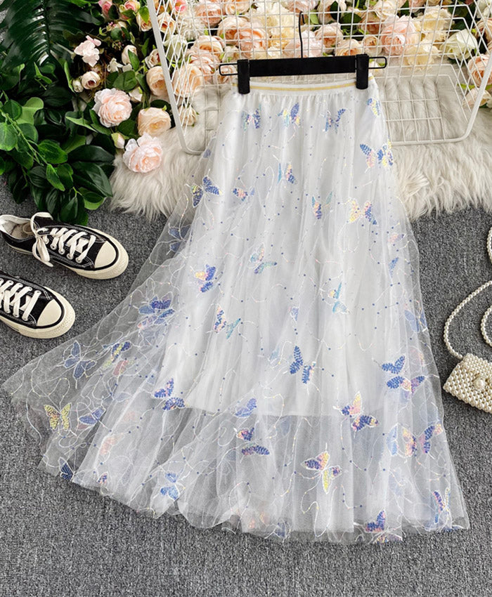 Shiny tulle sequins skirt girl skirt  3492