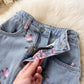 Jupe en jean, nouveau style, jupe trapèze taille haute, jupe fendue fleurie 3521