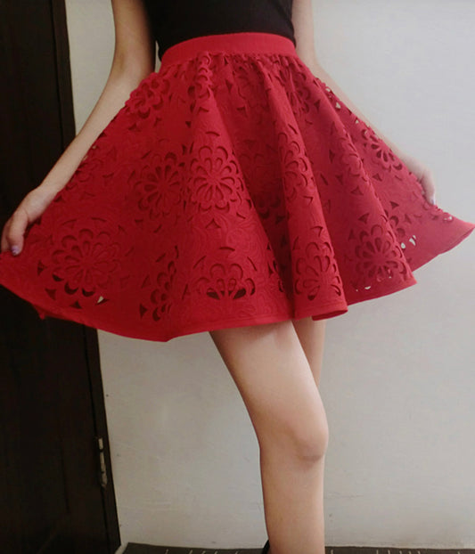 Cute A line skirt red/black skirt  3506