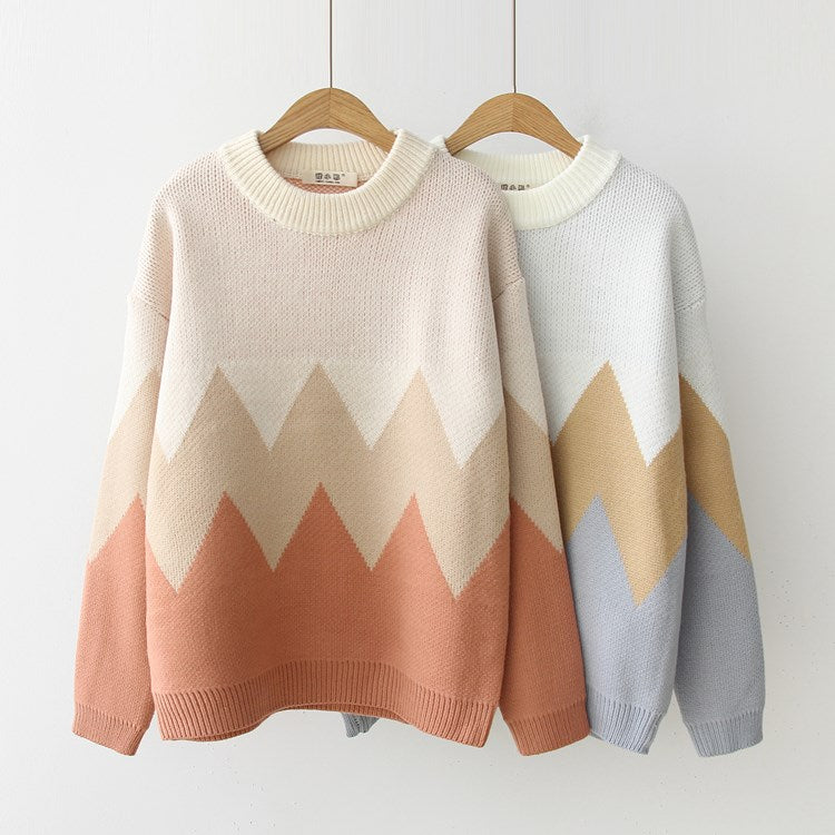 Cute round neck long sleeve sweater  037