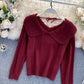 Süßer Revers Pullover Langarm Pullover 075