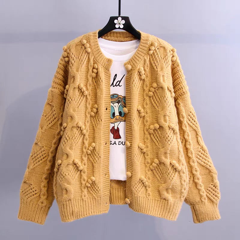 Retro knitted twist long sleeve sweater  014