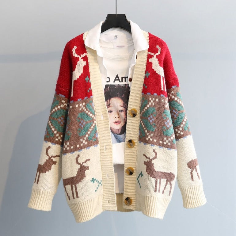 Cute cardigan fawn sweater  034