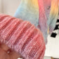 Regenbogen-Strickjacke mit langen Ärmeln und kurzem Pullover 022