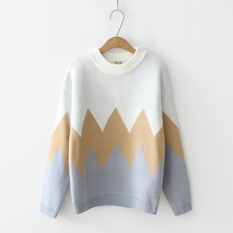 Cute round neck long sleeve sweater  037