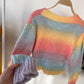 Regenbogen-Strickjacke mit langen Ärmeln und kurzem Pullover 022