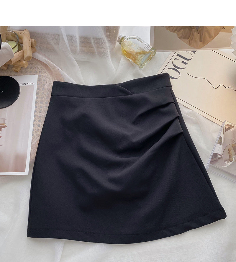 Korean version of foreign style gentle and thin pleated high waist A-shaped skirt  5663