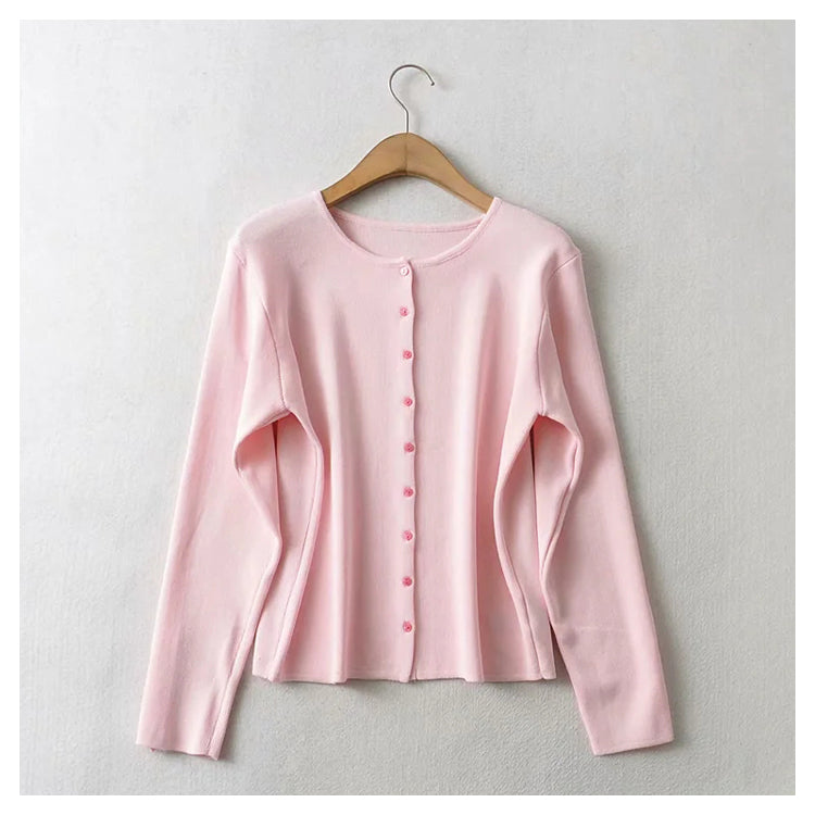 New simple slim button knit cardigan  7285