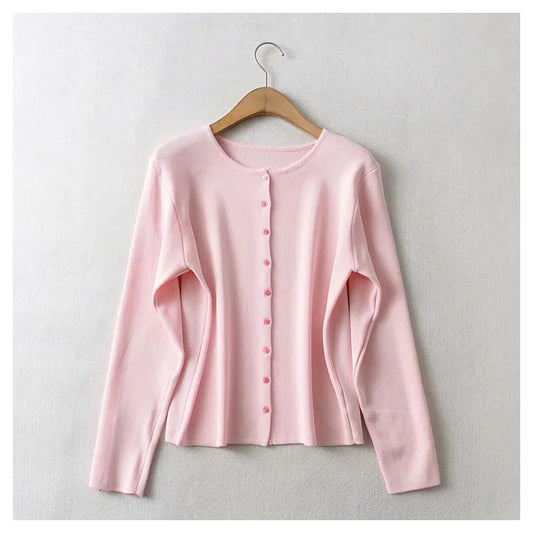 Nouveau cardigan simple en tricot à boutons slim 7285