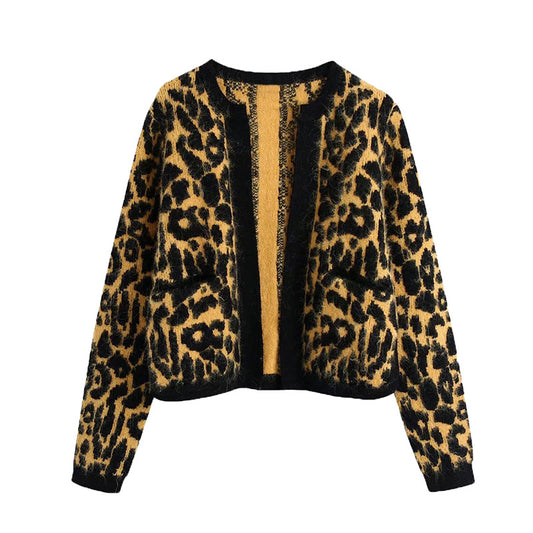 Manteau tricoté en jacquard animal vintage 7350