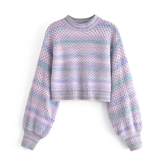 Le pull court à nombril exposé au design tie dye est à la mode et polyvalent 7259