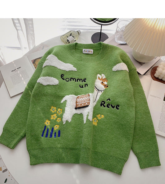Pull ample à manches longues et coupe rajeunissante de style coréen 5918