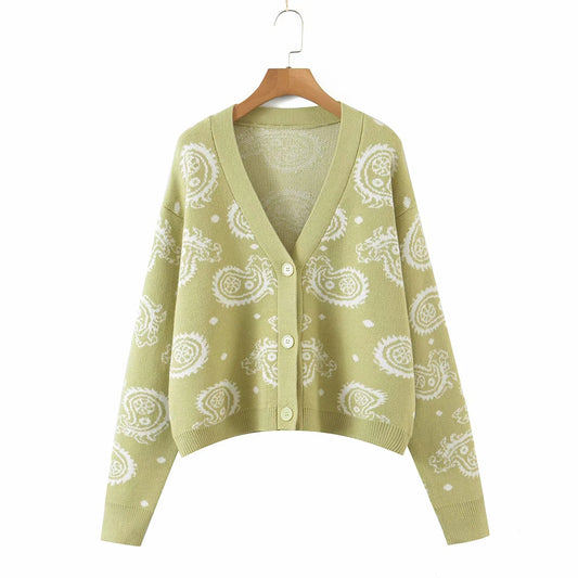 Pull col V style paresseux cardigan tricoté à manches longues ample 7264