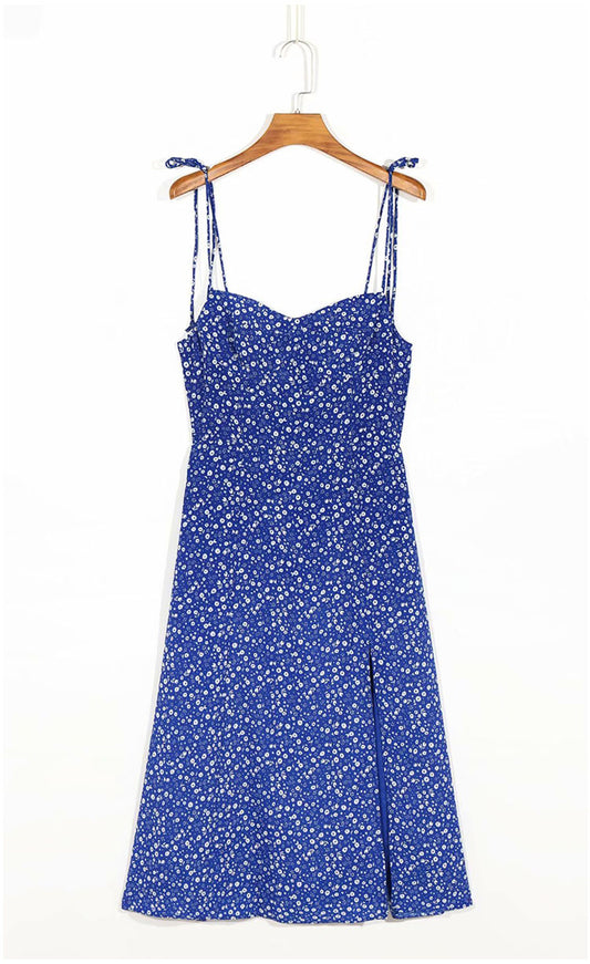 Waist drawstring skirt split sleeveless dress fashion  7102