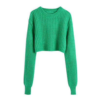 New Vintage Kurzpullover mit Rundhalsausschnitt und Puffärmeln 7323
