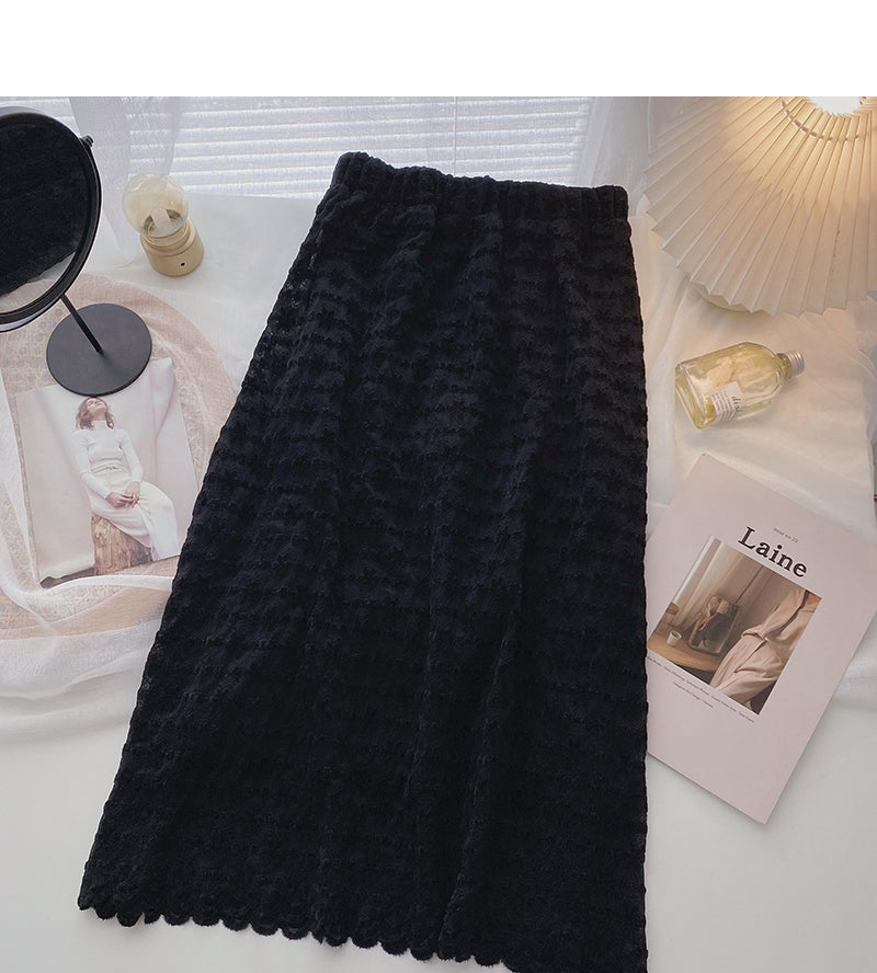 Sweet design super fairy lace high waist A-line skirt  5785
