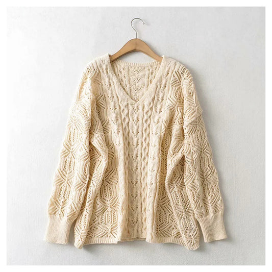 Haut en tricot tissé à découpes amples 7370