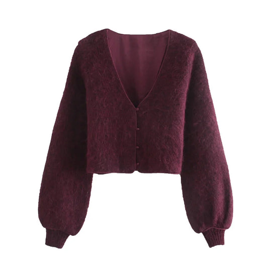 Manteau fin taille haute à col en V rétro français 7184