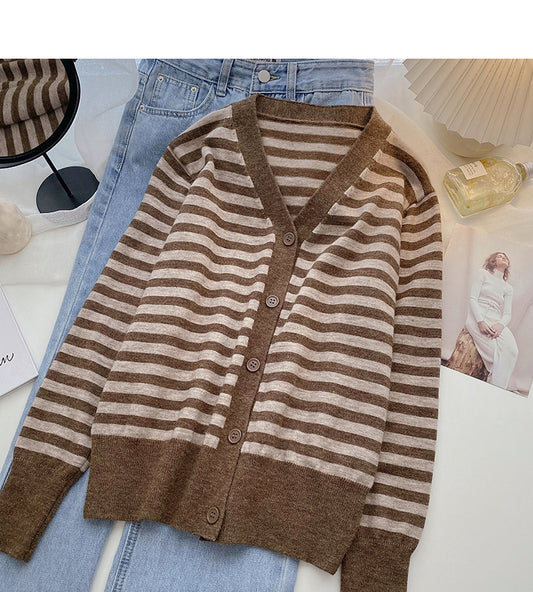 Manteau cardigan tricoté pour femme style rétro paresseux 6565