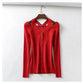 Vielseitige undichte Schulter V-Ausschnitt Langarm Pullover Cardigan Top 7273