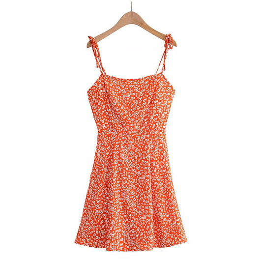 Holiday style backless sexy Floral Dress  7093