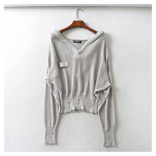 Pull à capuche vintage évidé de style Hong Kong 7279