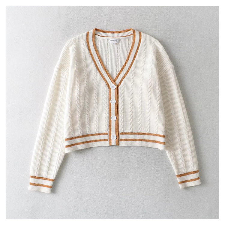 Veste pull en tricot torsadé décontractée 7430