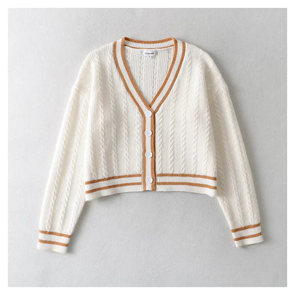 Veste pull en tricot torsadé décontractée 7430
