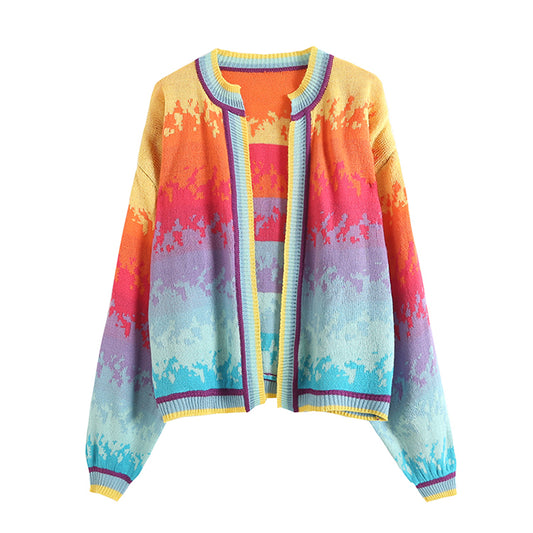 Cardigan tricoté en mohair pour femme, pull ample de style étranger, manteau 7368