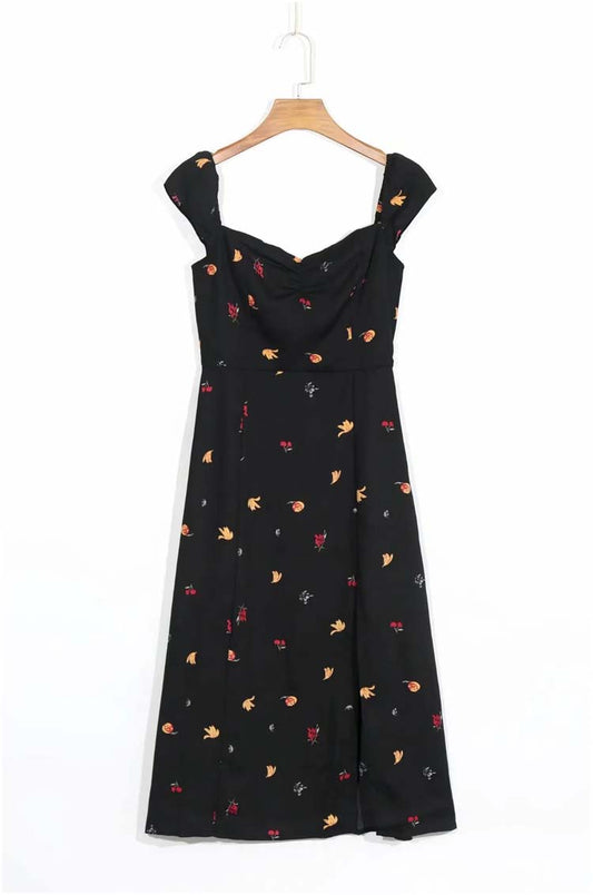 Romantic and fresh pastoral printed skirt, simple and slim  7122