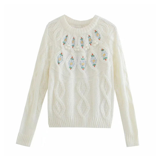 Pull col rond coupe slim en maille torsadée 7389