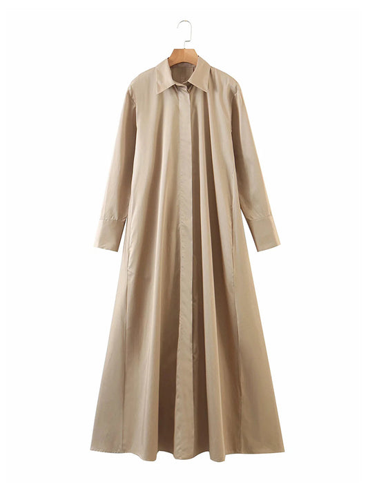 Light mature style skirt, slim waist, medium length shirt skirt  7123