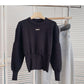 Niche design personalized split thin long sleeve top 6168