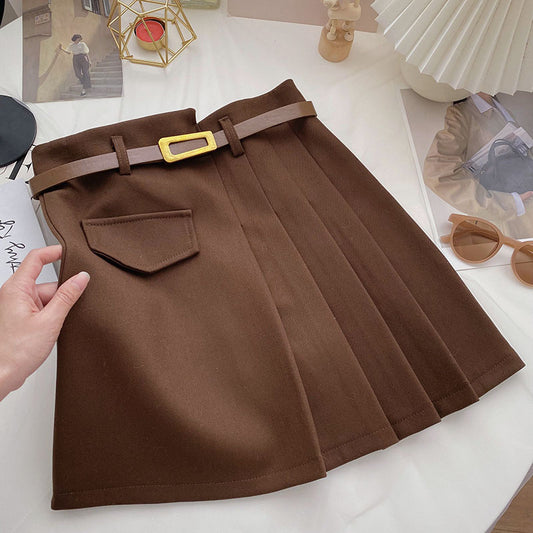 High waist irregular slim fashion A-line skirt with belt  5560