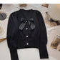 Vintage bow V-Neck Sweater slim long sleeve top  6688