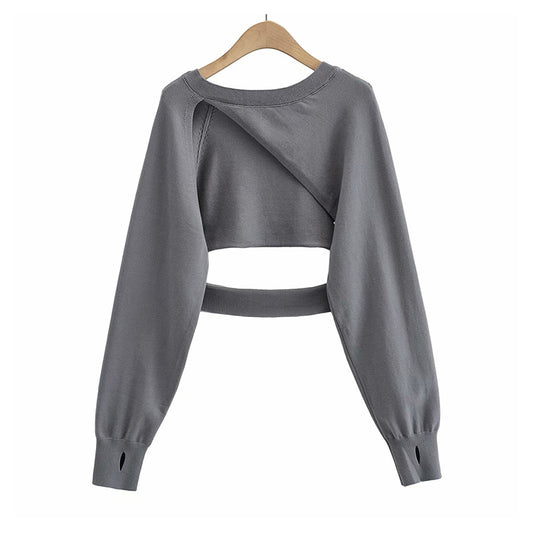 Chemisier à superposition polyvalent au design creux et irrégulier en tricot 7300
