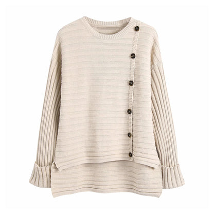 Nouveau tricot côtelé polyvalent à la mode avec bouton 7301