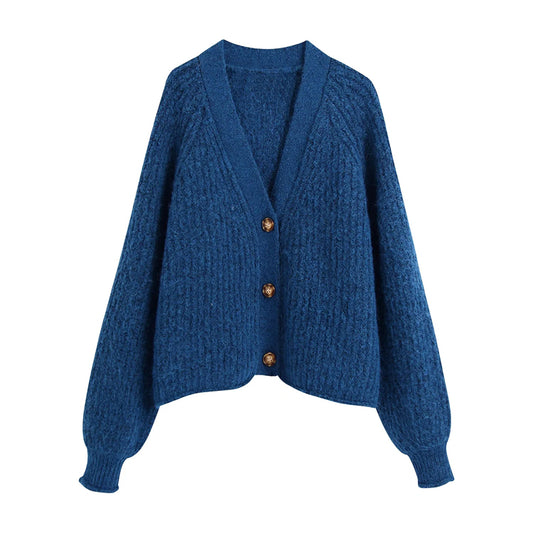 Cardigan en tricot à pointes ample et décontracté 7322