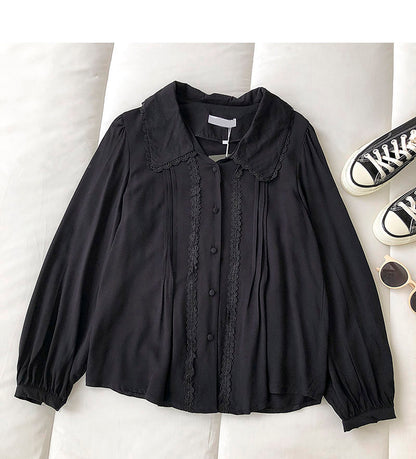 Women's sense of minority solid color shirt  6260