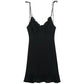 Neckline short large leak back waist strap dress  7085